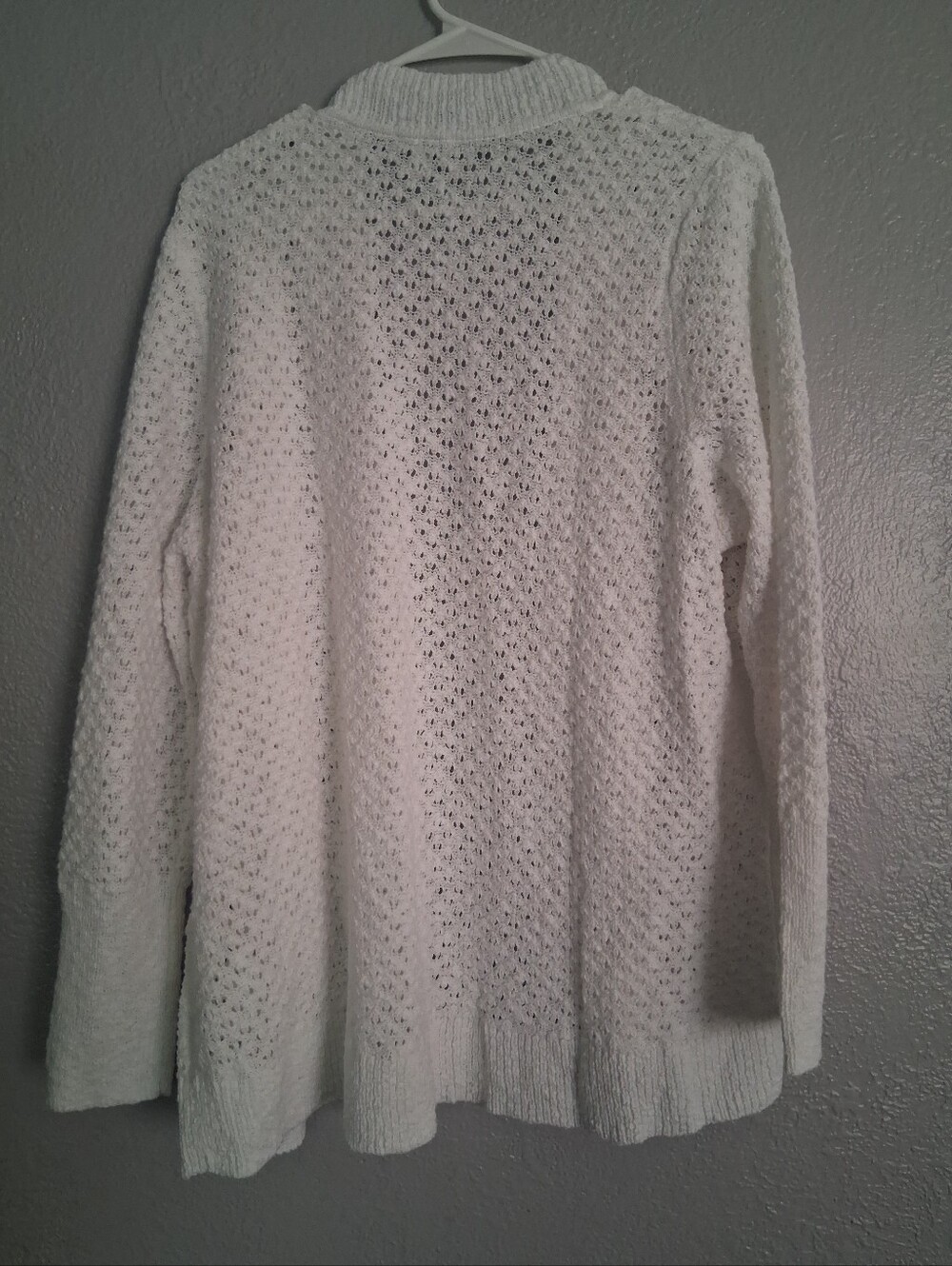 J Jill Open Knit Sweater Cardigan White Light Weight Cotton Blend XL - Picture 6 of 6